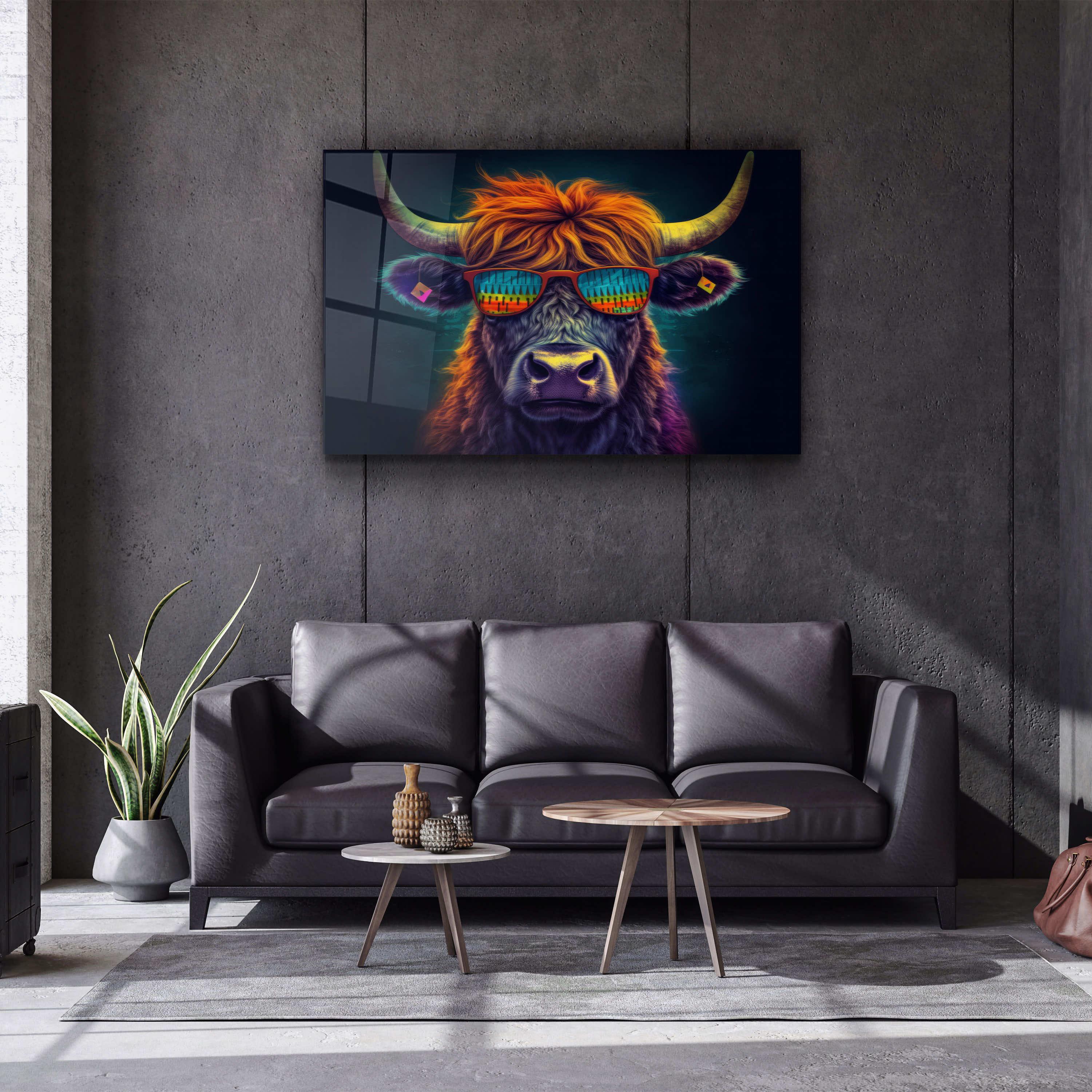 Cool Bull | Designers Collection Glass Wall Art - Artdesigna