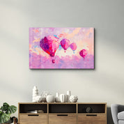 Pink Baloons Oil Painting - Glass Wall Art - Artdesigna