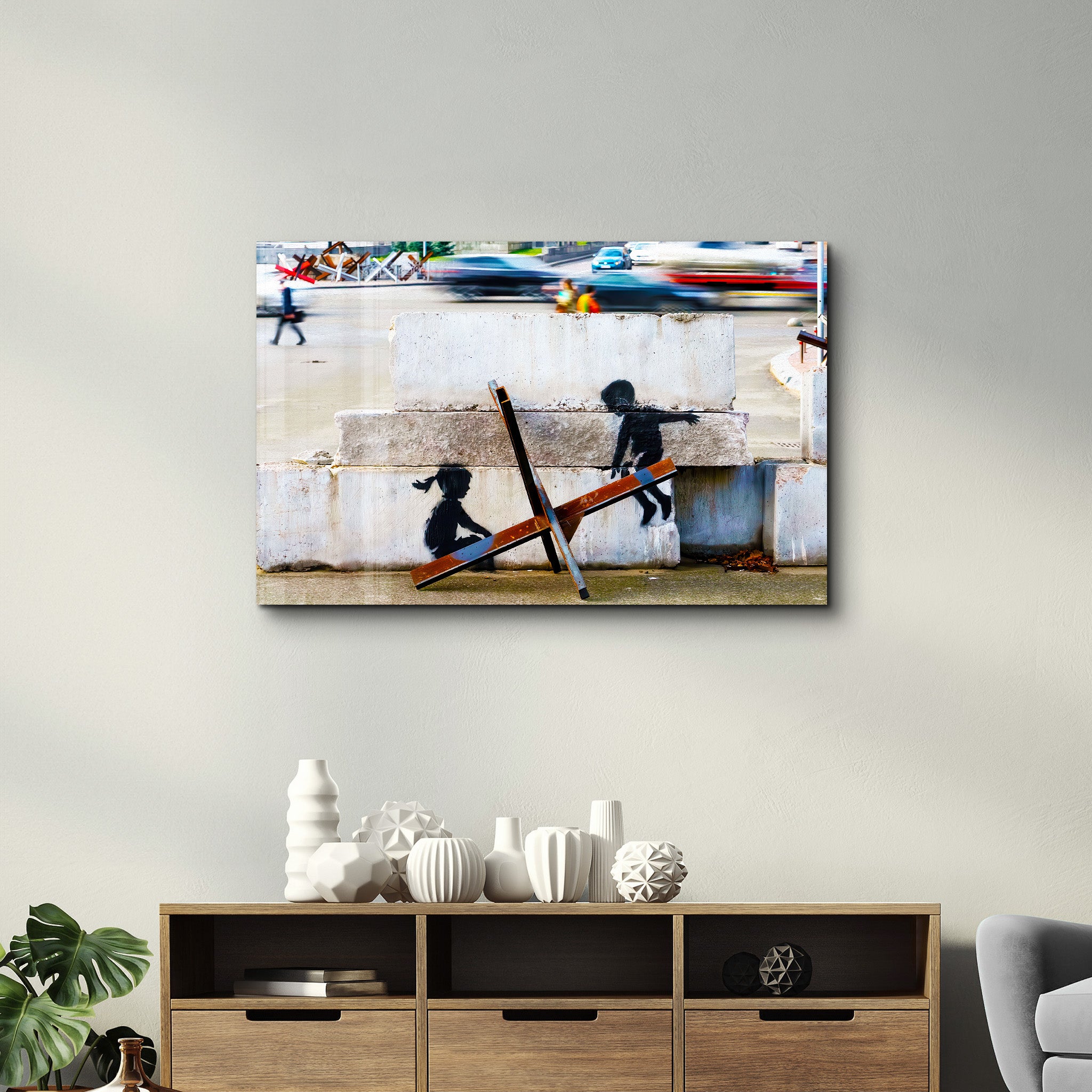 Banksy - Let the Children Play - Glass Wall Art - Artdesigna