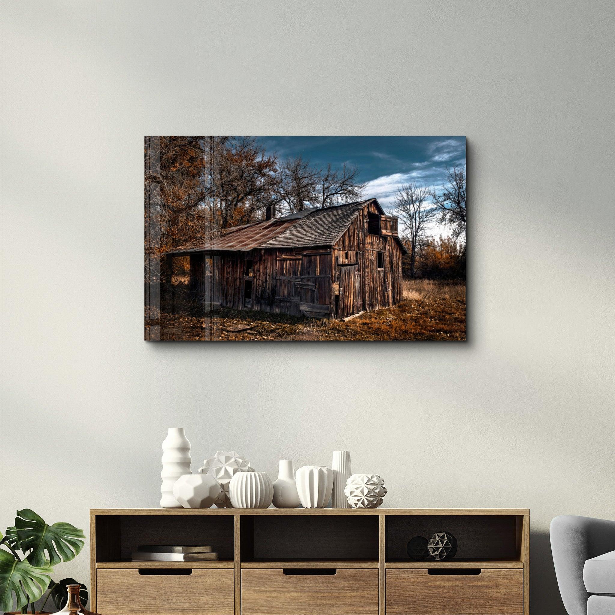 Wooden Old House | Glass Wall Art - Artdesigna