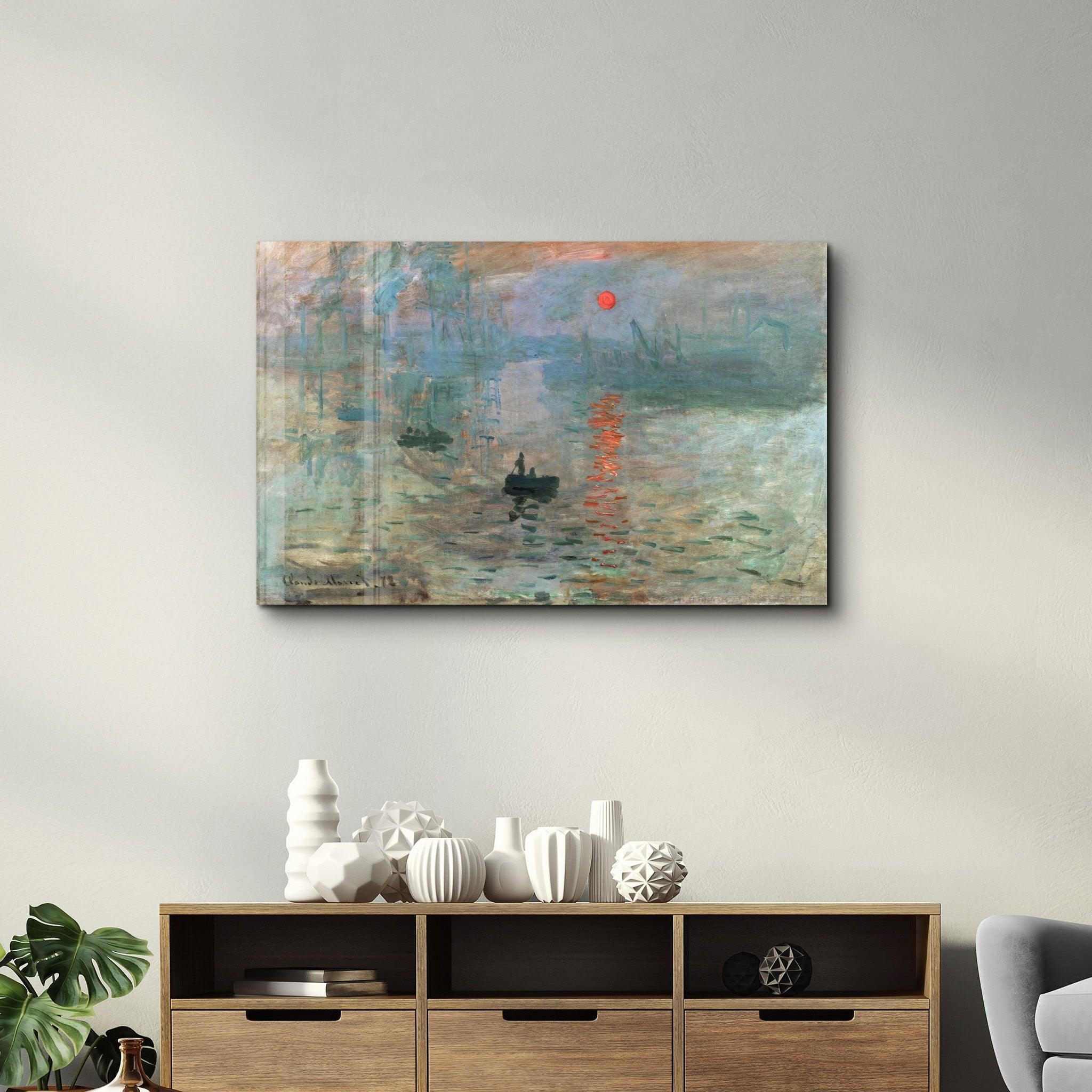 Claude Monet's Impression, Sunrise (1872) | Glass Wall Art - Artdesigna