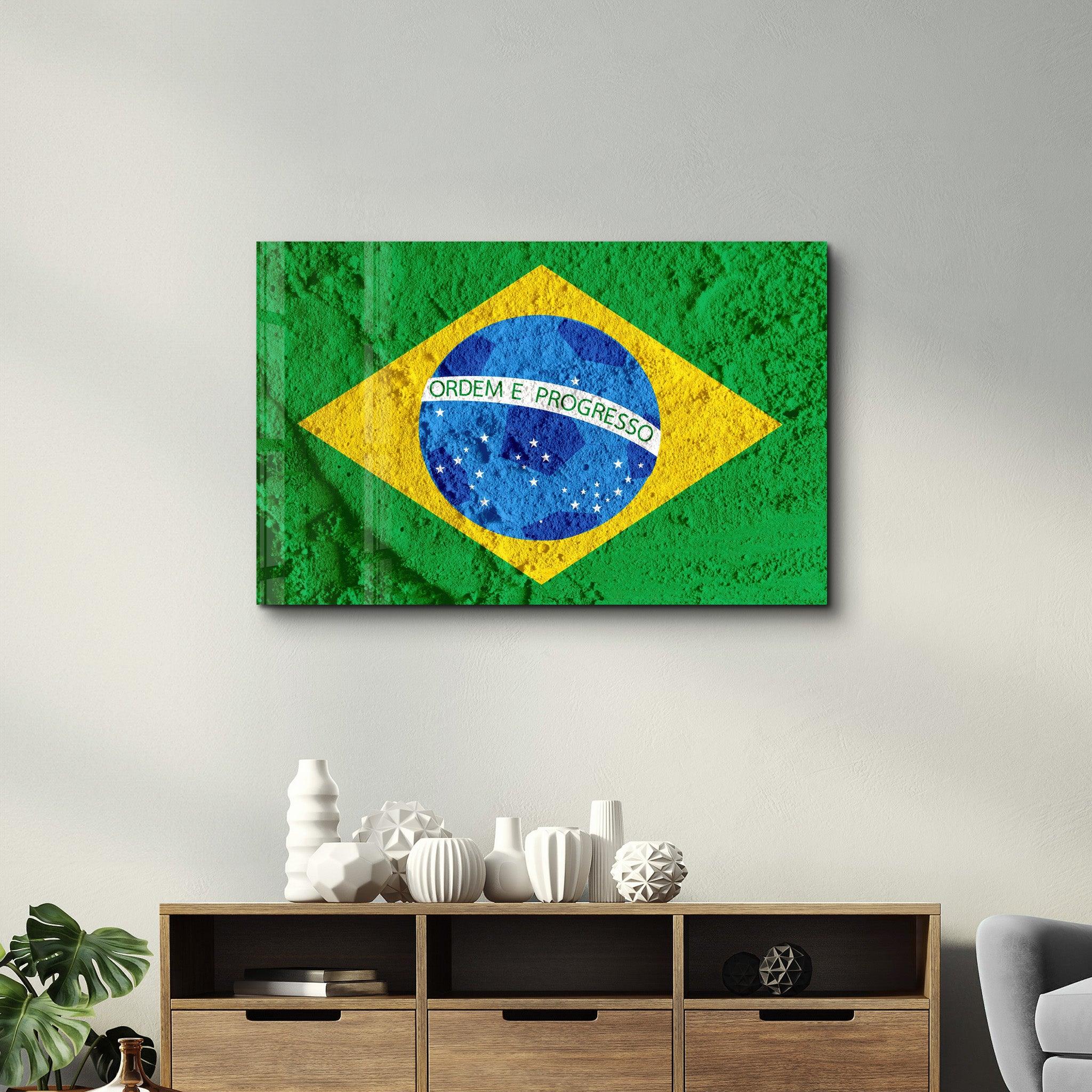 Flag Of Brazil | Glass Wall Art - Artdesigna