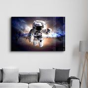 Astronaut In the Space | Glass Wall Art - Artdesigna