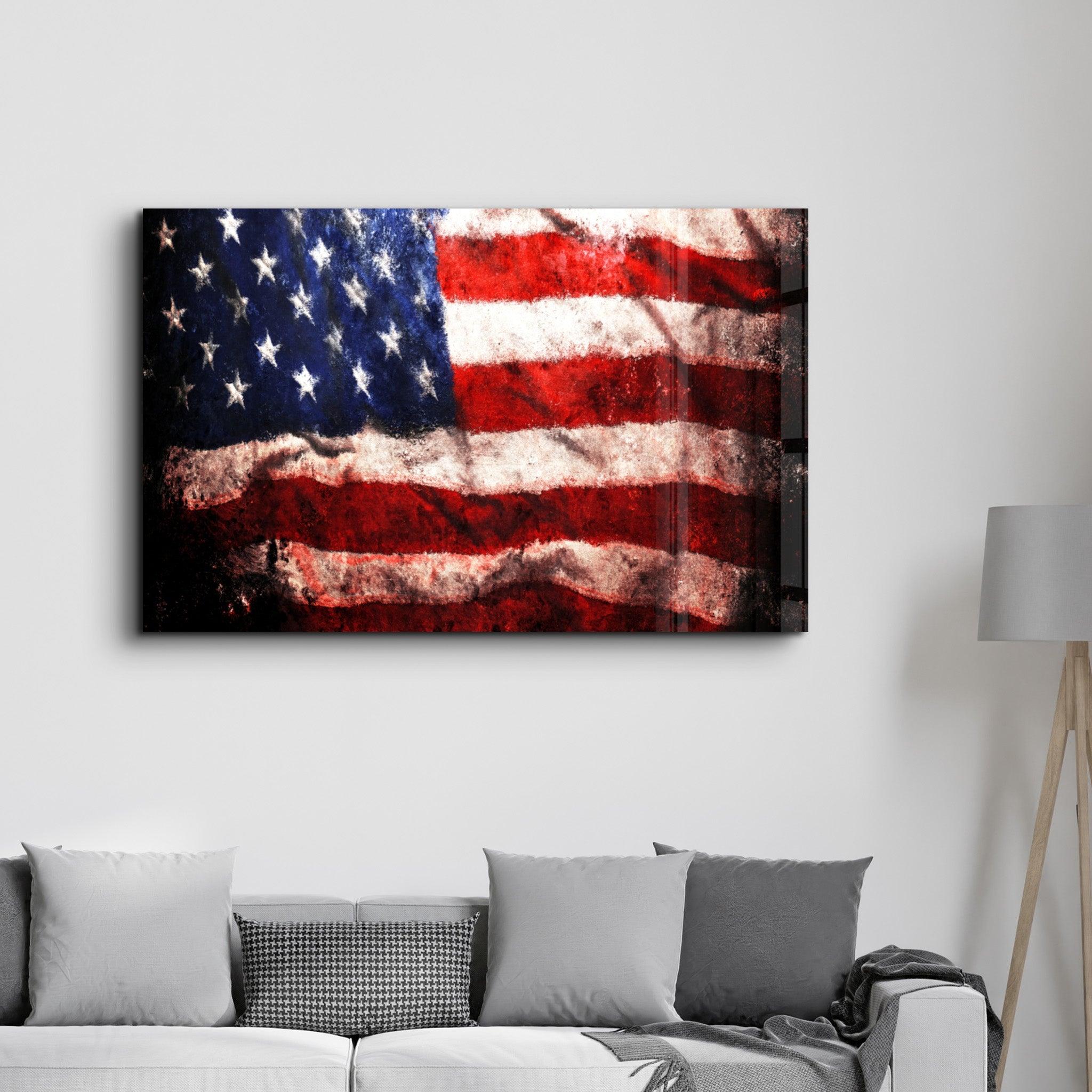 Flag of the U.S. | Glass Wall Art - Artdesigna