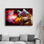 Abstract Colorful Wolf | Glass Wall Art - Artdesigna