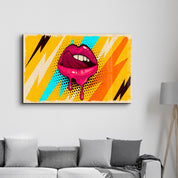 Abstract Pink Lips | Glass Wall Art - Artdesigna