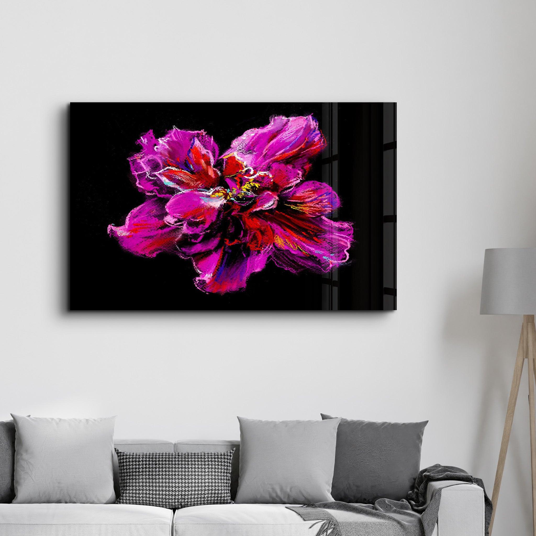 Purple Flower | Glass Wall Art - Artdesigna