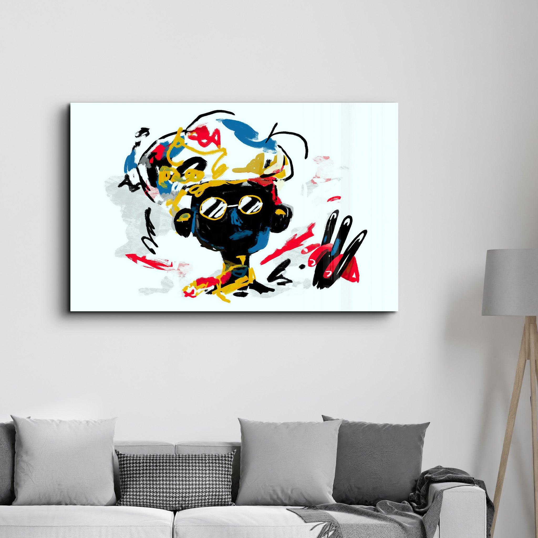 Abstract Colorful Kid | Glass Wall Art - Artdesigna