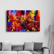 Abstract Colorful Iguana | Glass Wall Art - Artdesigna