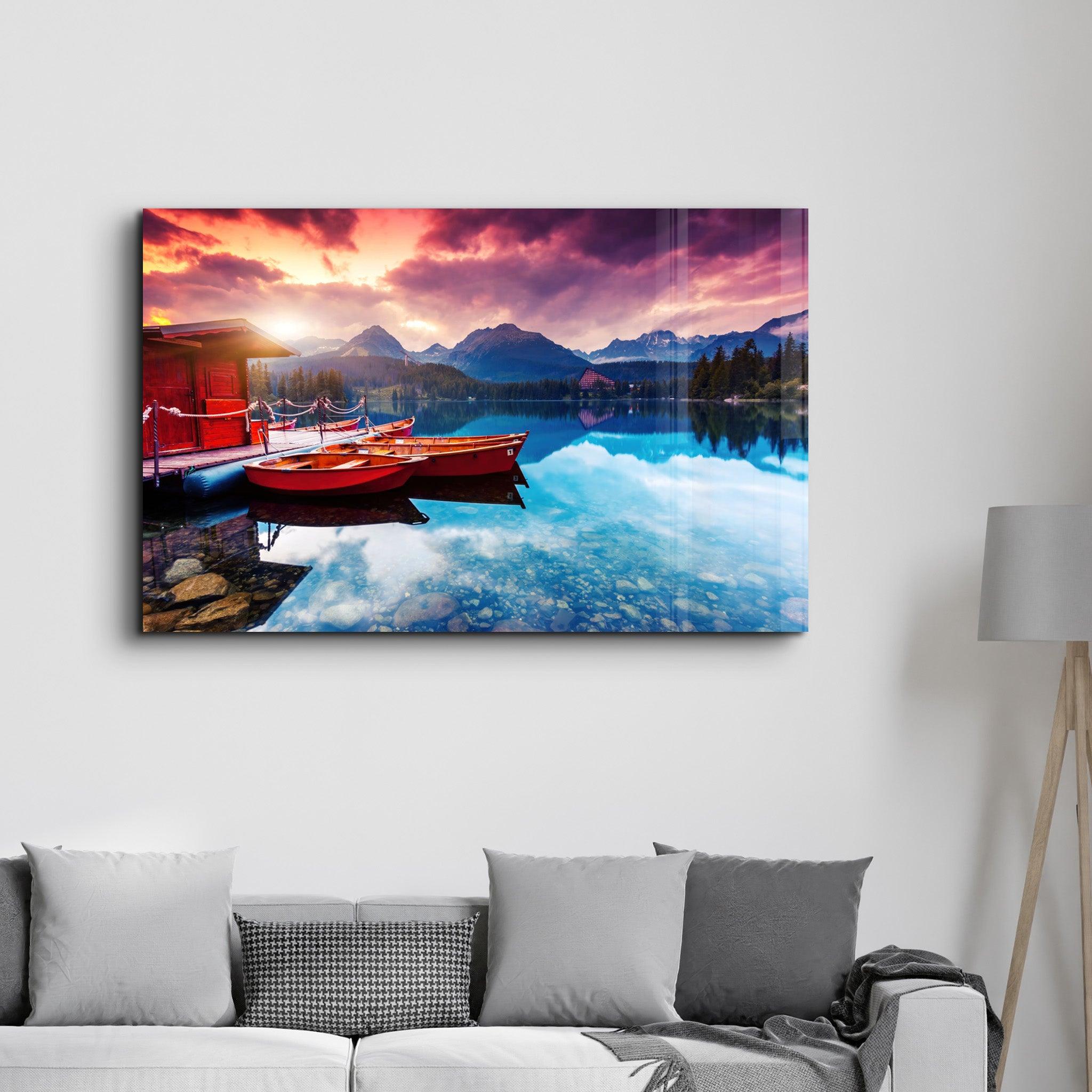 Calm Lake | Glass Wall Art - Artdesigna