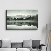 Foggy Lake | Glass Wall Art - Artdesigna