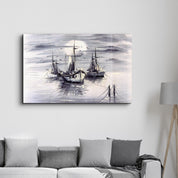 White Boats | Glass Wall Art - Artdesigna