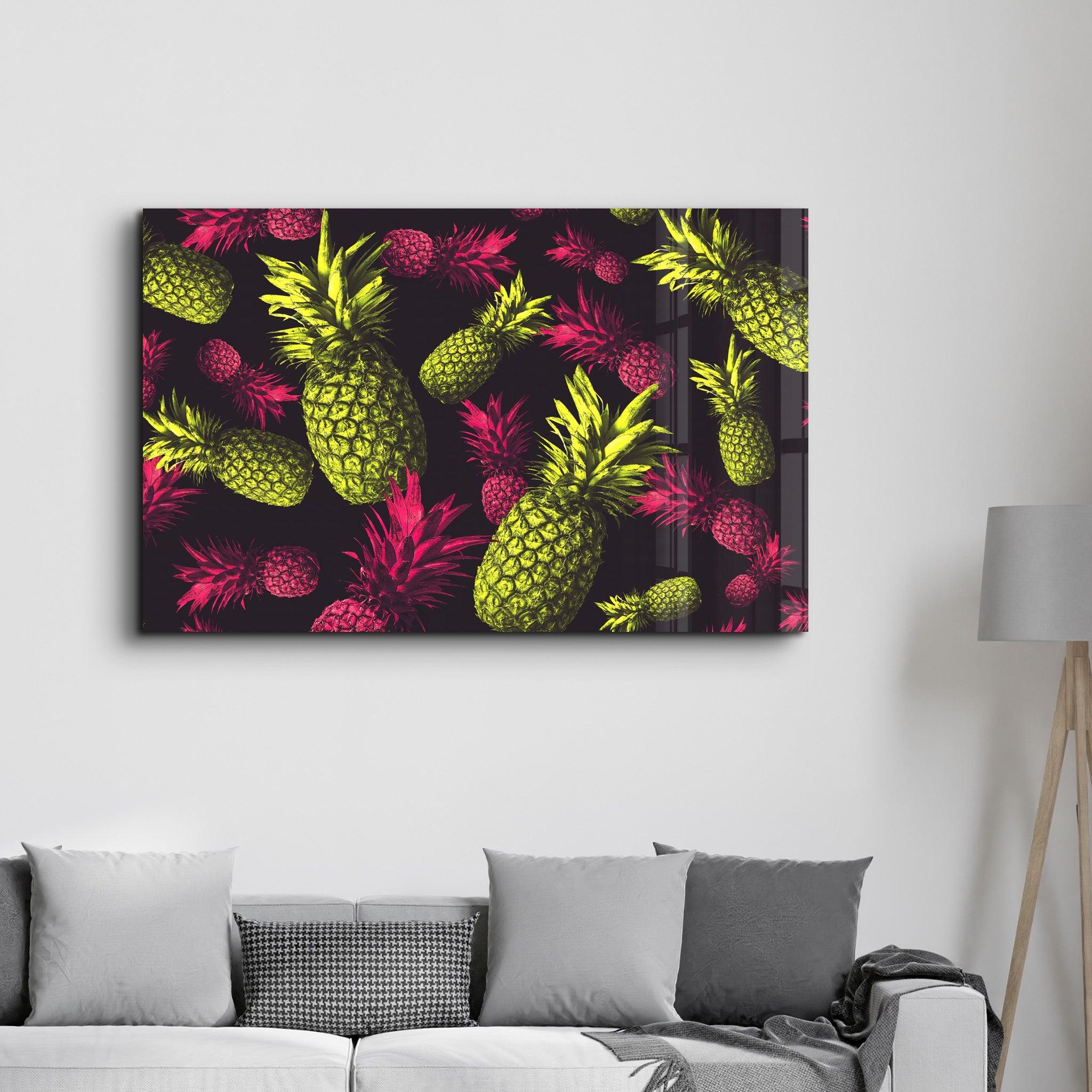 The Pineapples | Glass Wall Art - Artdesigna