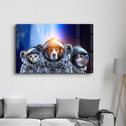 Dog&Cat With Space Suits | Glass Wall Art - Artdesigna