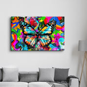 Colorful Butterfly | Glass Wall Art - Artdesigna