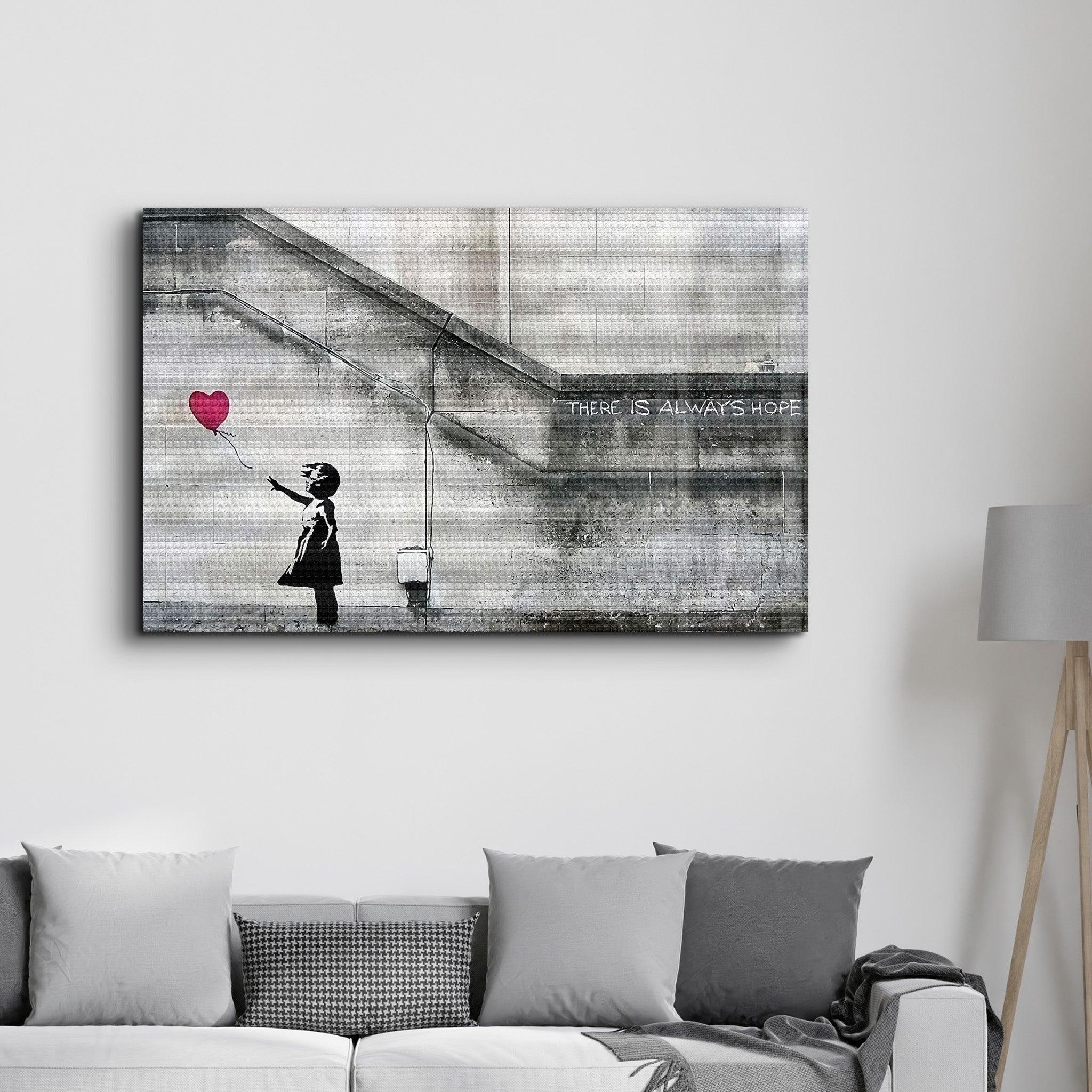 Banksy - Hope - Girl with a Baloon | Glass Wall Art - Artdesigna