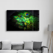 Peacock Feather | Glass Wall Art - Artdesigna