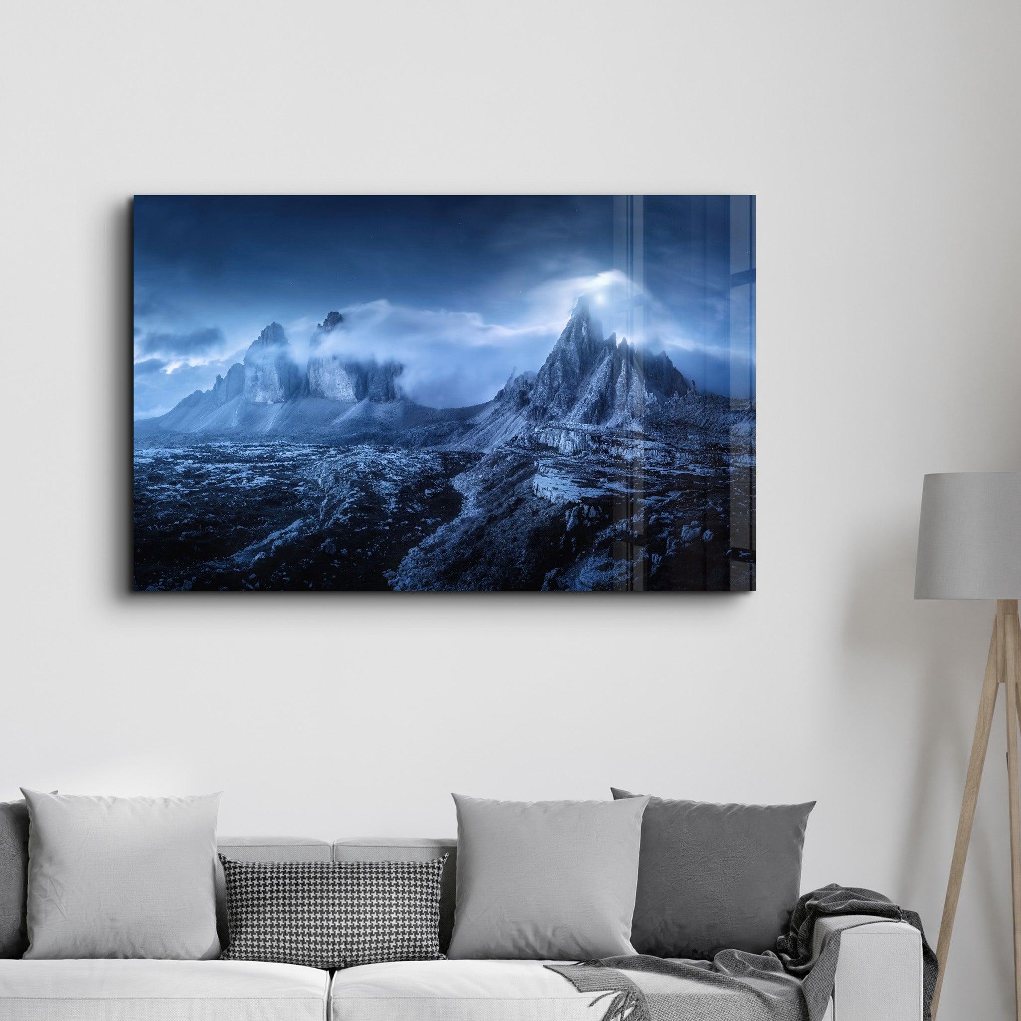 Foggy Mountains | GLASS WALL ART - Artdesigna