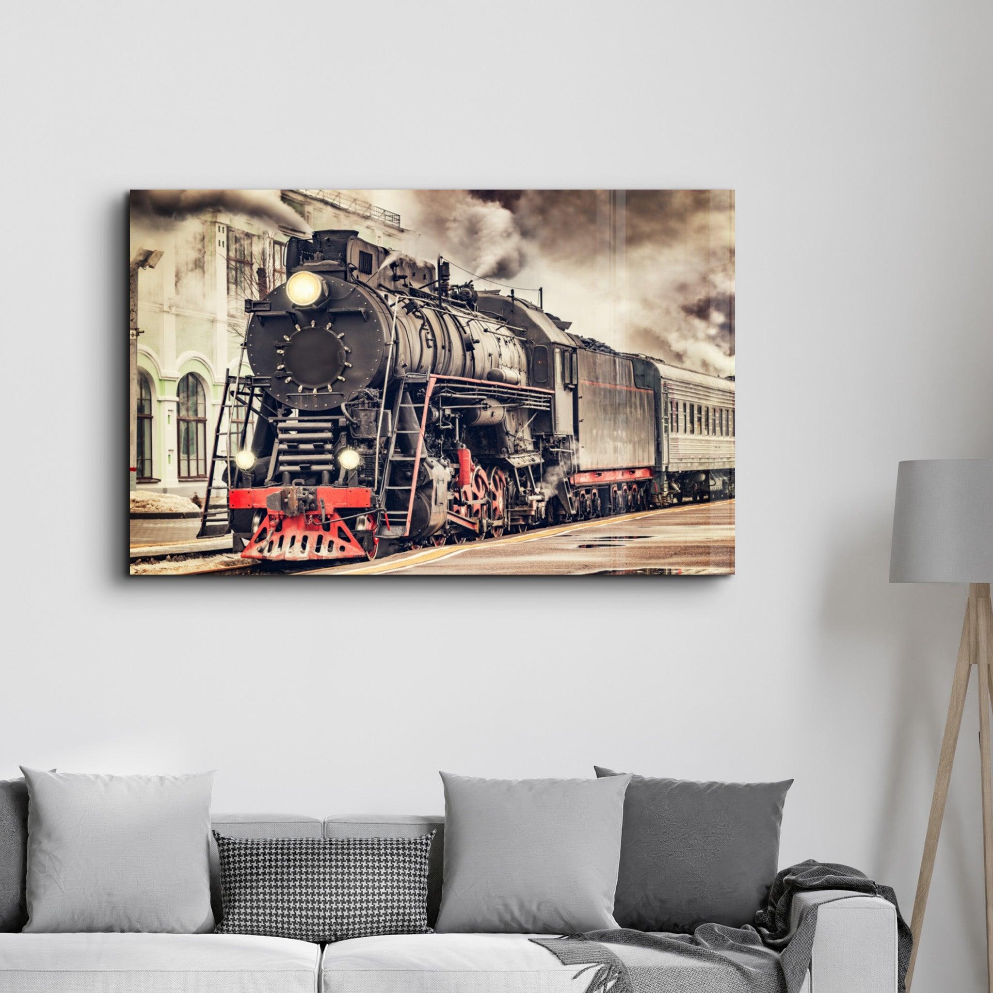 Train | Glass Wall Art - Artdesigna