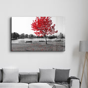 Red Fall | Glass Wall Art - Artdesigna