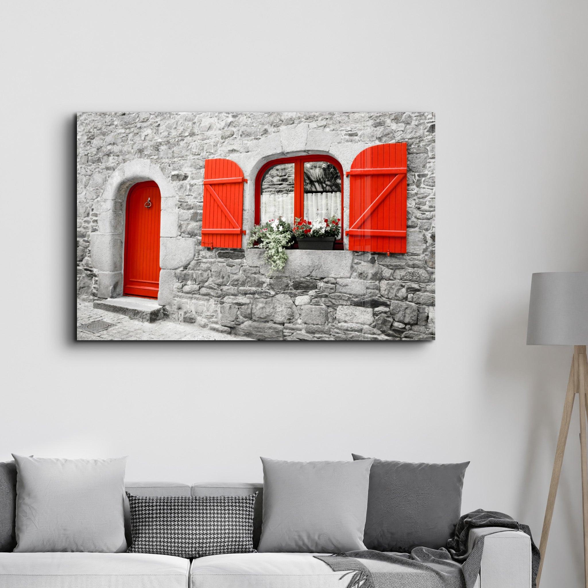 Red Door | Glass Wall Art - Artdesigna