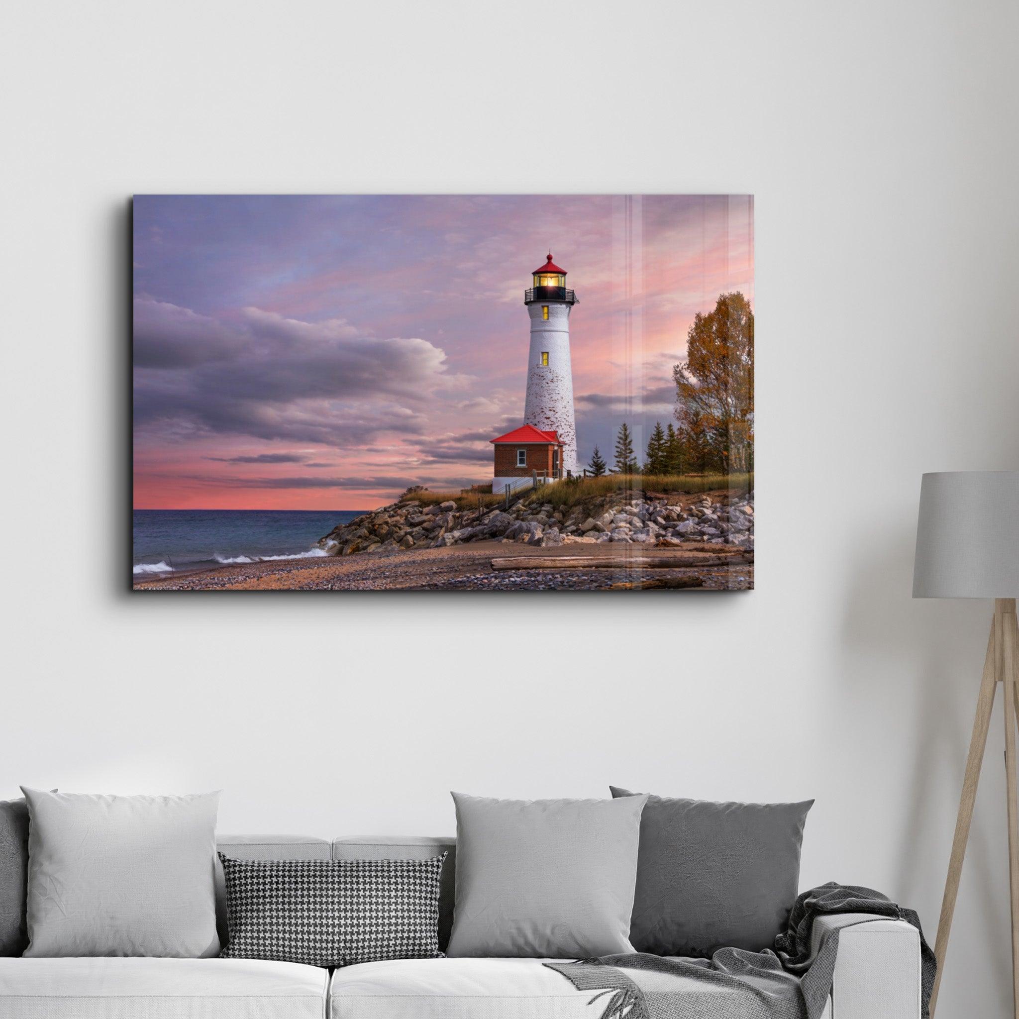 Lighthouse | Glass Wall Art - Artdesigna