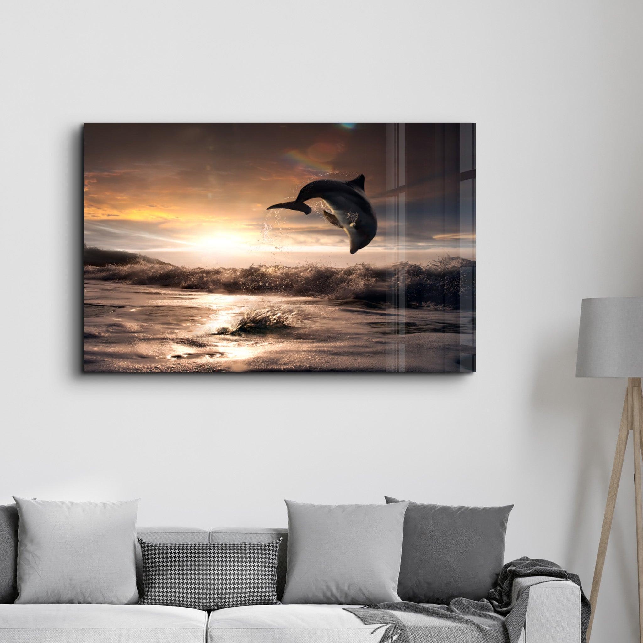 Dolphin | Glass Wall Art - Artdesigna