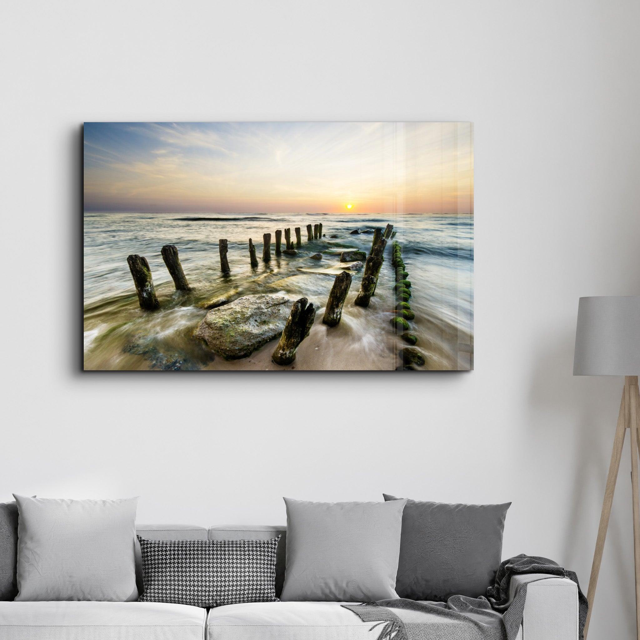 Pier Ruin | Glass Wall Art - Artdesigna