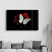 Silent Grace: White Butterfly | Glass Wall Art - Artdesigna