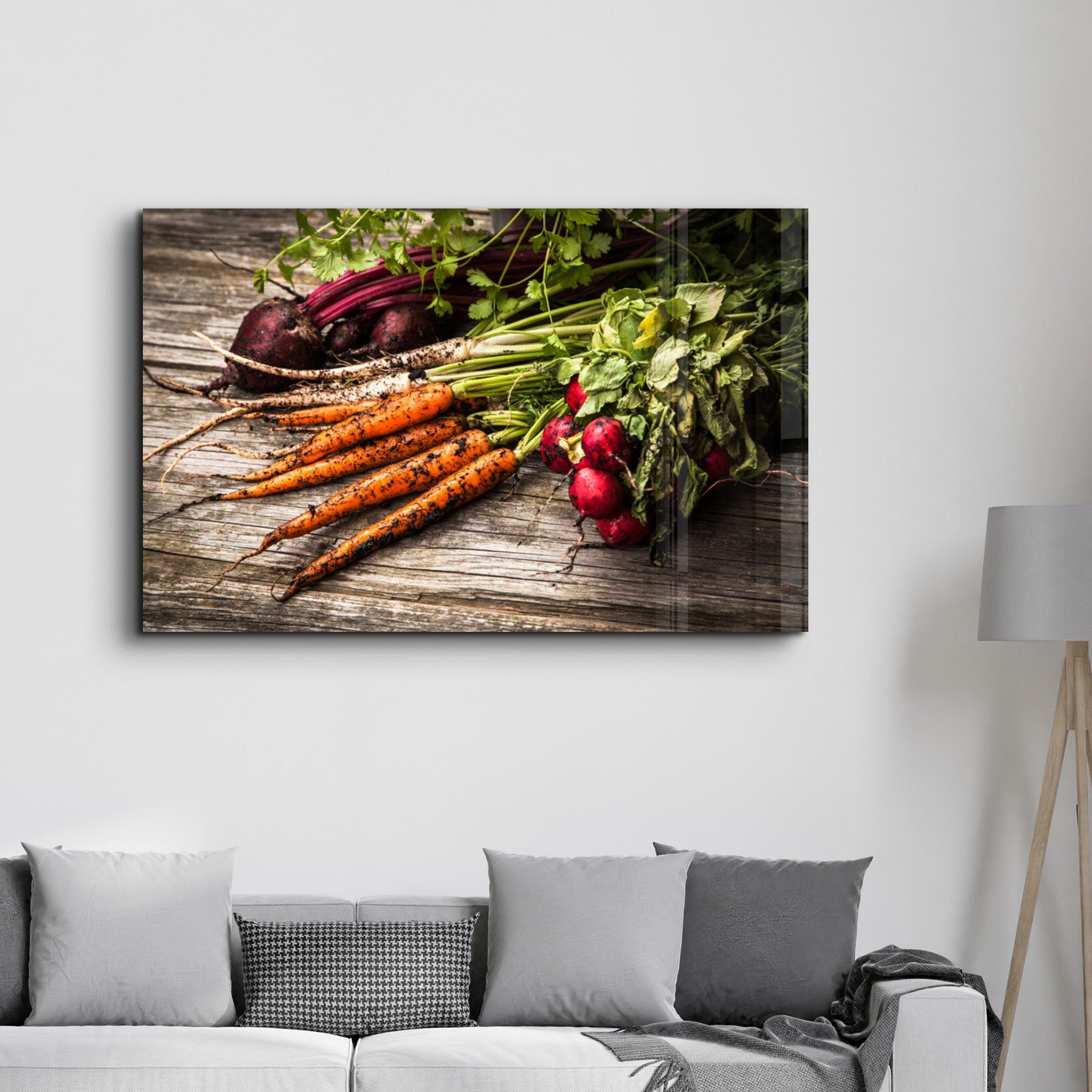 Carrot and Radish | Glass Wall Art - Artdesigna