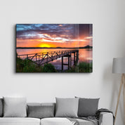 Sunset on the Beach | Glass Wall Art - Artdesigna