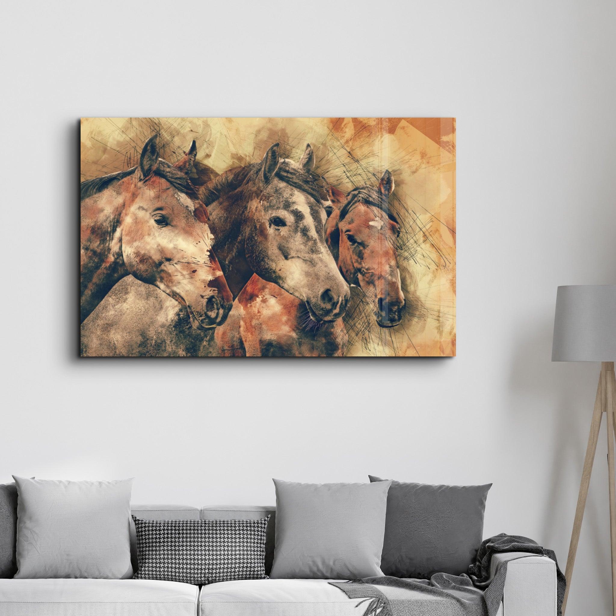 Horses | Glass Wall Art - Artdesigna