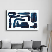 Blue Brush Marks | Glass Wall Art - Artdesigna