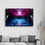 Neon Roller Coaster | Glass Wall Art - Artdesigna