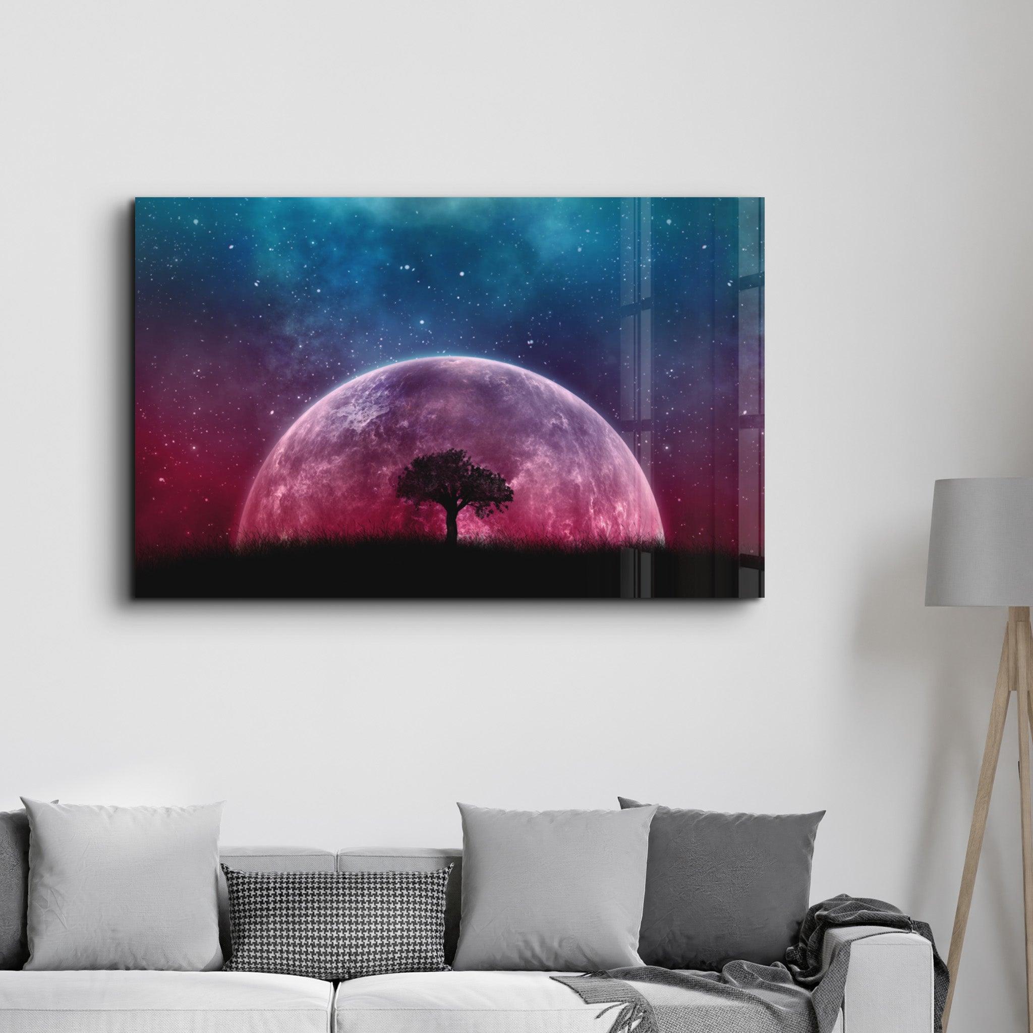 PinkMoon | Glass Wall Art - Artdesigna