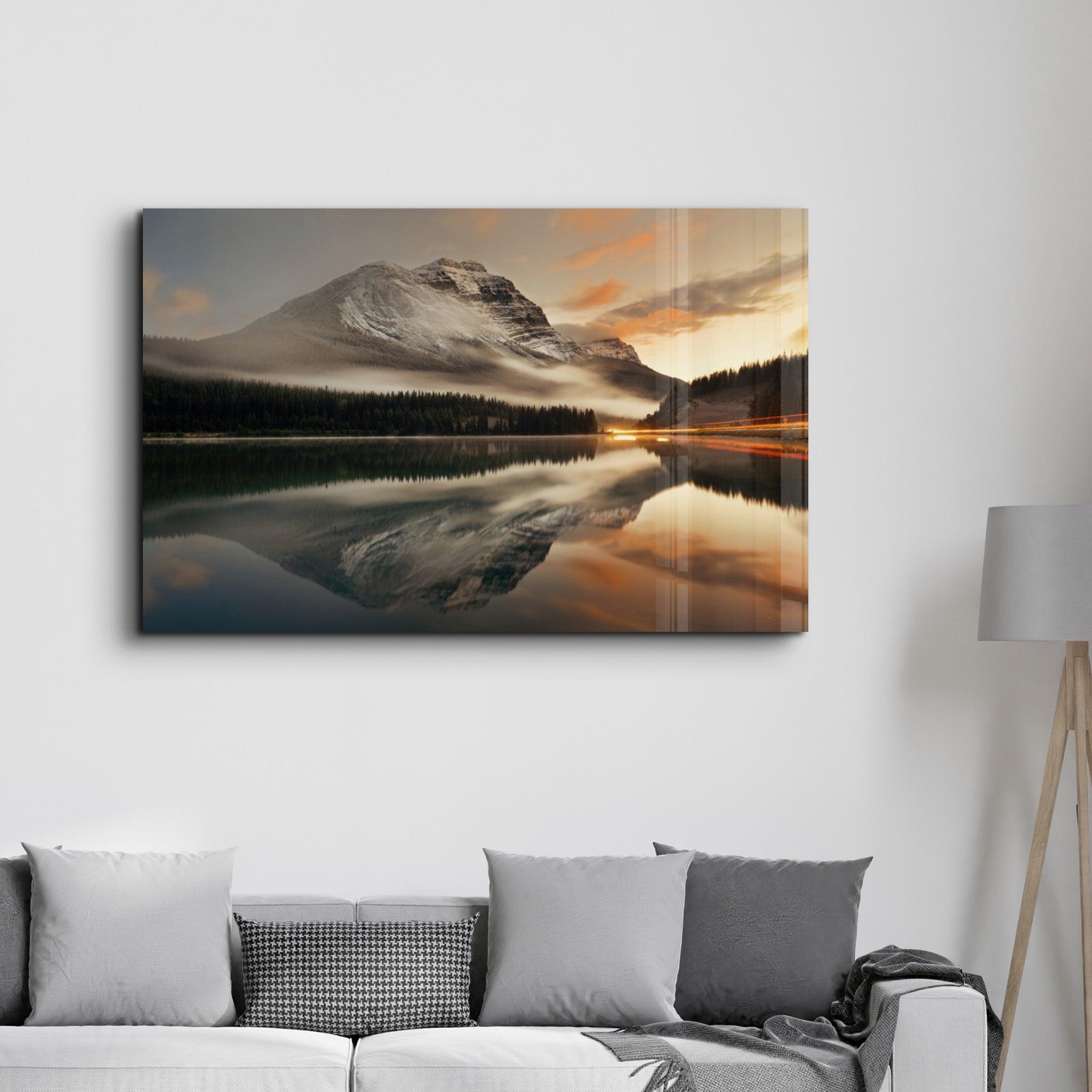 Huge Mountain | Glass Wall Art - Artdesigna