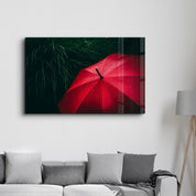 Red Umbrella | Glass Wall Art - Artdesigna