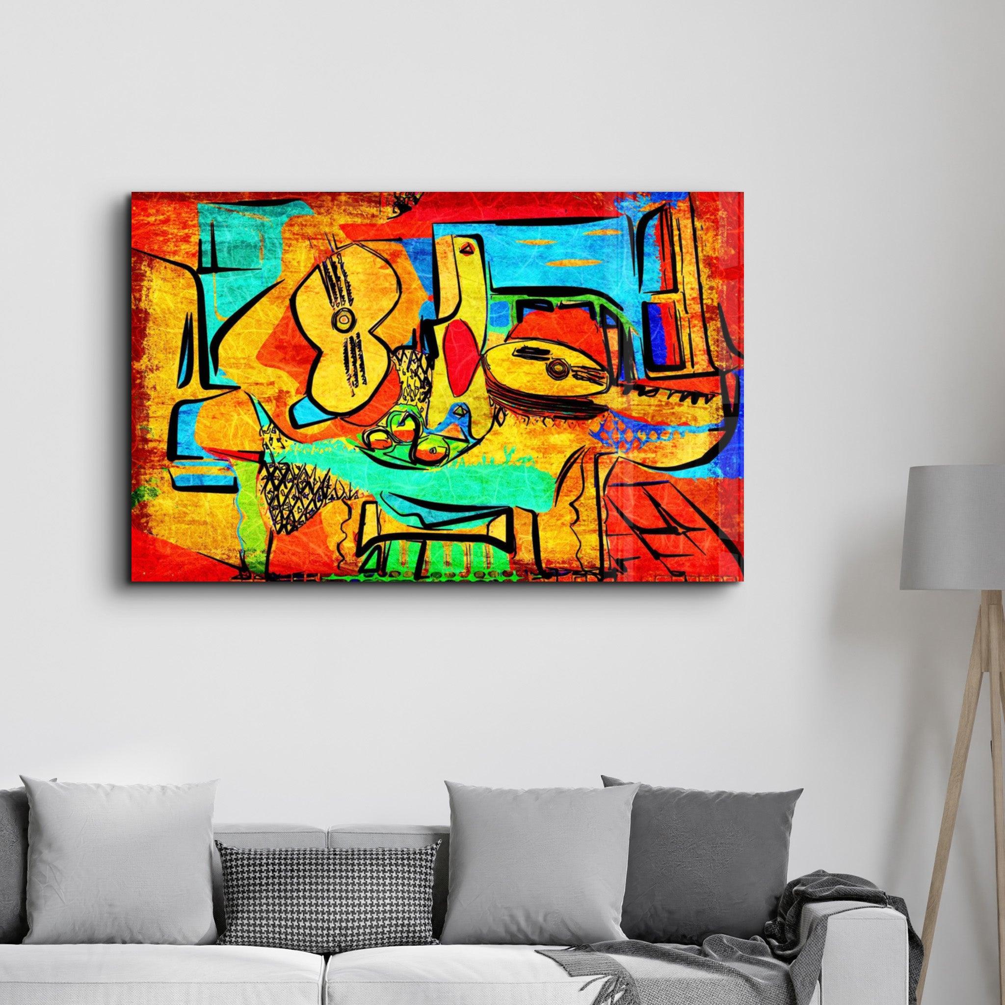 Abstract Musician | Glass Wall Art - Artdesigna