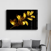 Golden Leaf | Glass Wall Art - Artdesigna