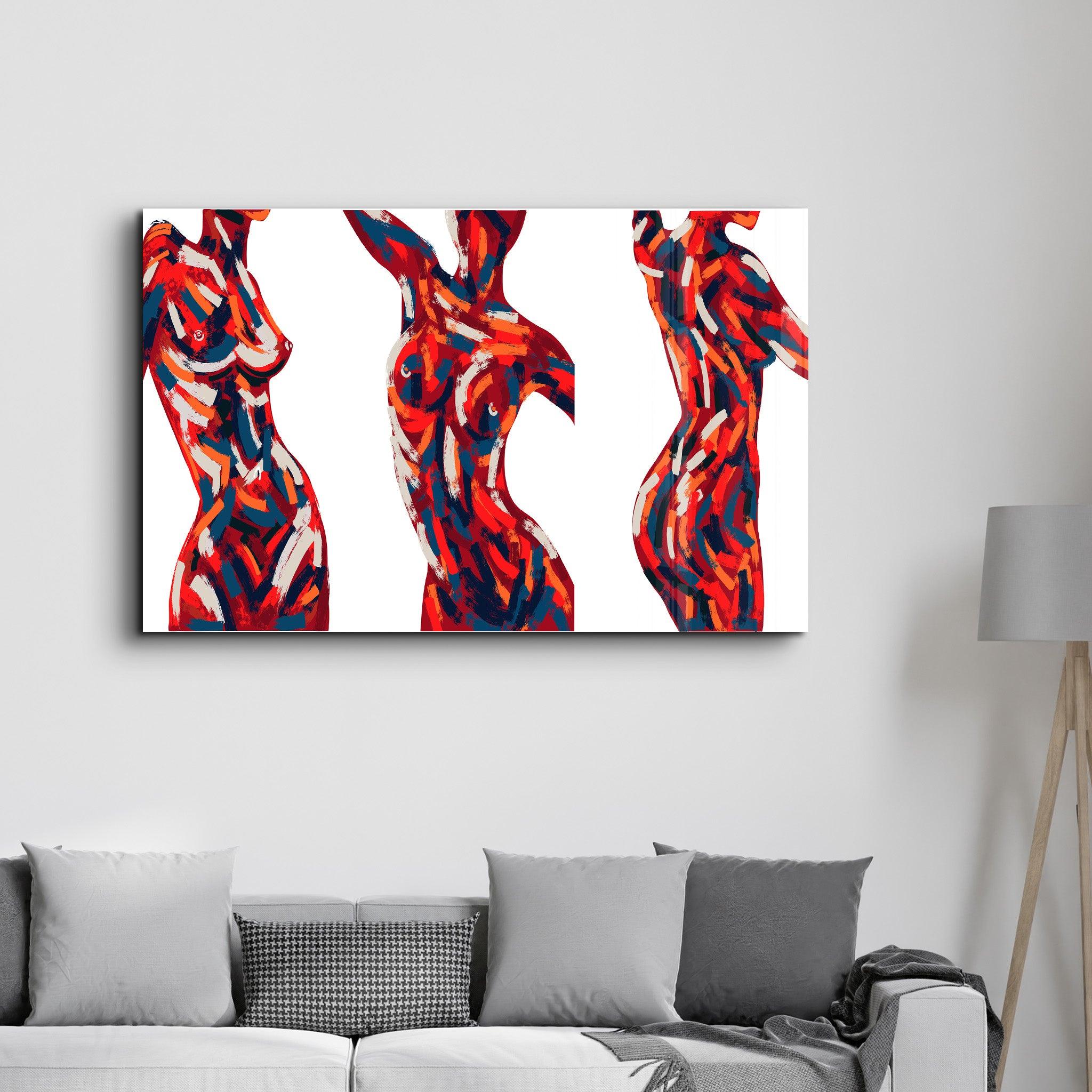 Abstract Bodies | Designer's Collection Glass Wall Art - Artdesigna