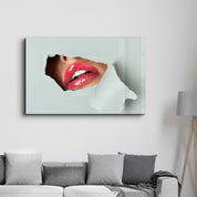 Red Lips | Designer's Collection Glass Wall Art - Artdesigna