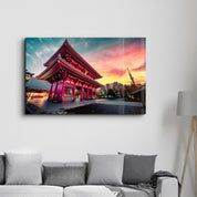 Sensoju Temple with dramatic sky - Tokyo | Glass Wall Art - Artdesigna