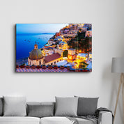 Positano, Amalfi Coast, Campania, Sorrento, Italy | Glass Wall Art - Artdesigna