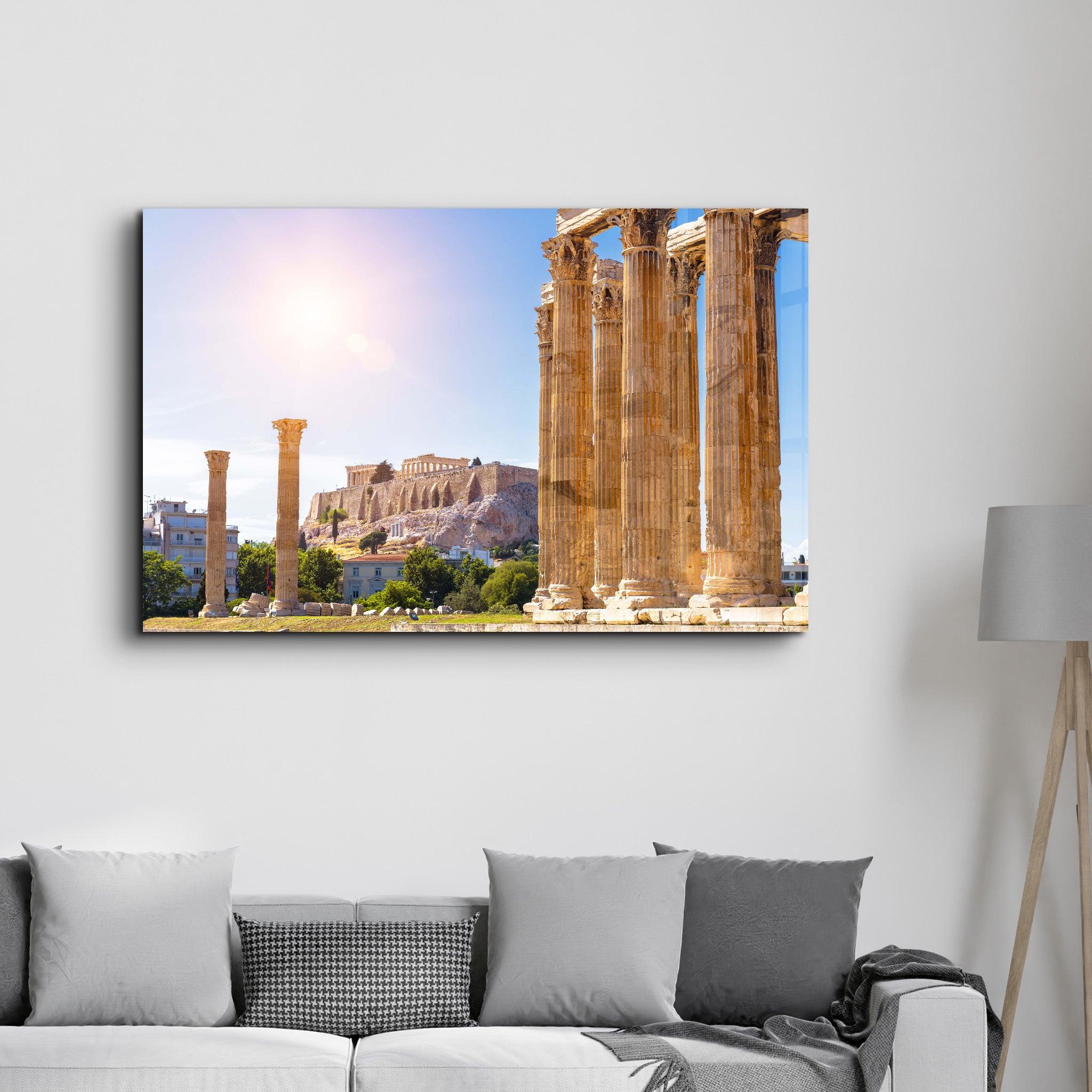 Ancient City - Athens | Glass Wall Art - Artdesigna