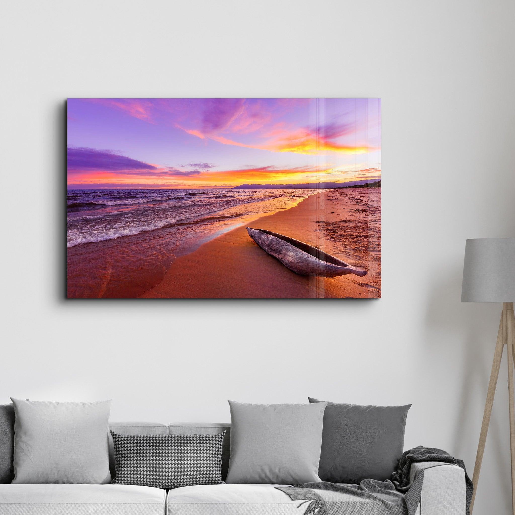 Lake Malawi sunset in Kande beach Africa | Glass Wall Art - Artdesigna