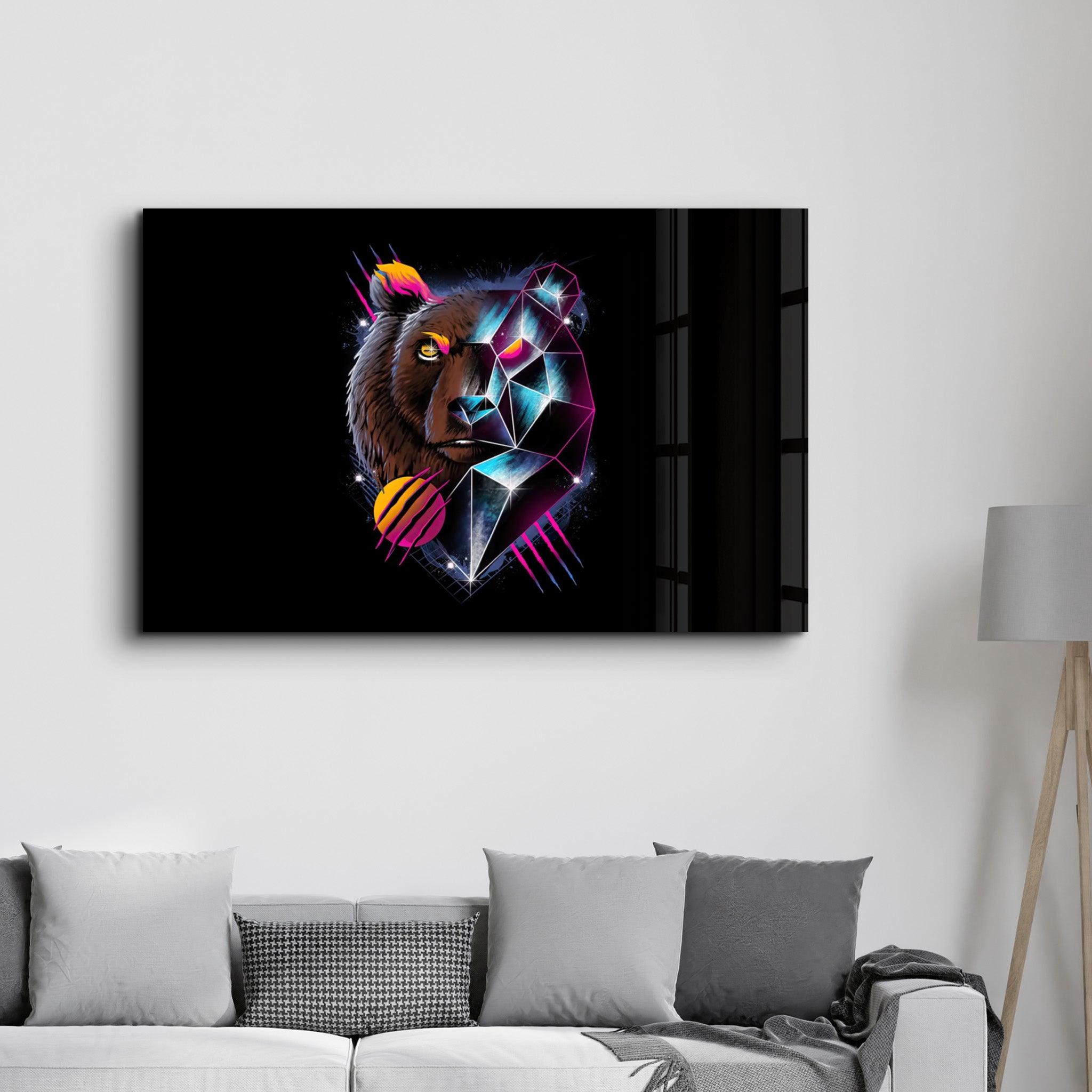 Bear Neo | Glass Wall Art - Artdesigna