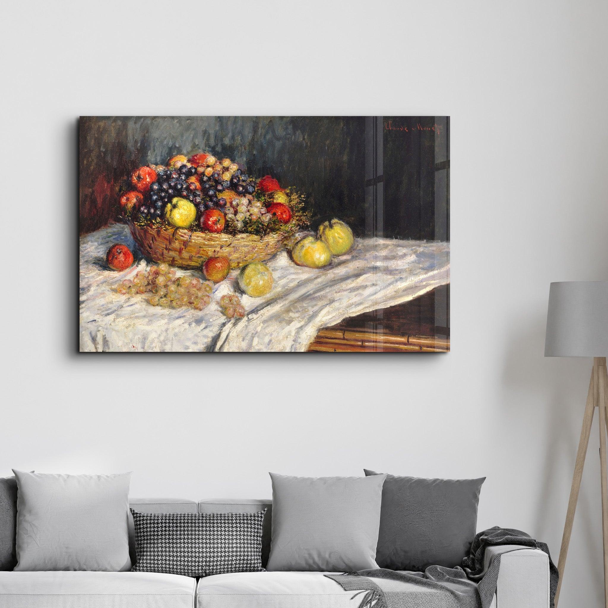 Apples and Grapes (1879–1880) by Claude Monet | Glass Wall Art - Artdesigna