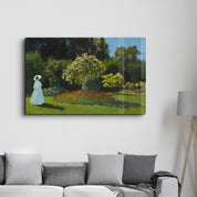 Claude Monet's Lady in the garden (1867) | Glass Wall Art - Artdesigna