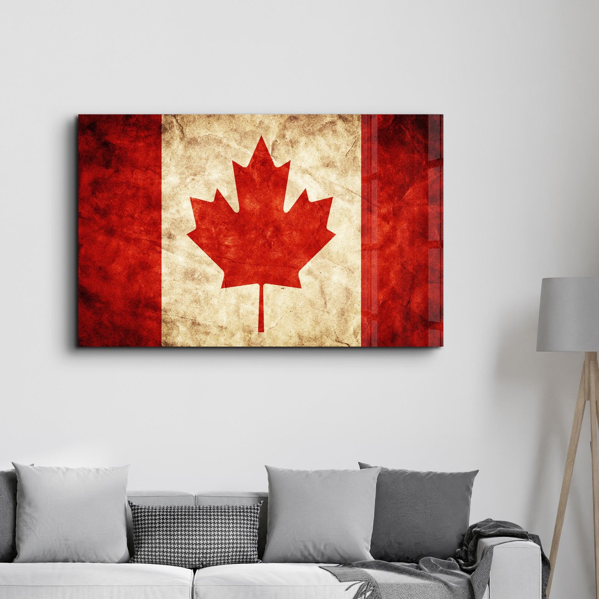 Flag Of Canada V2 | Glass Wall Art - Artdesigna