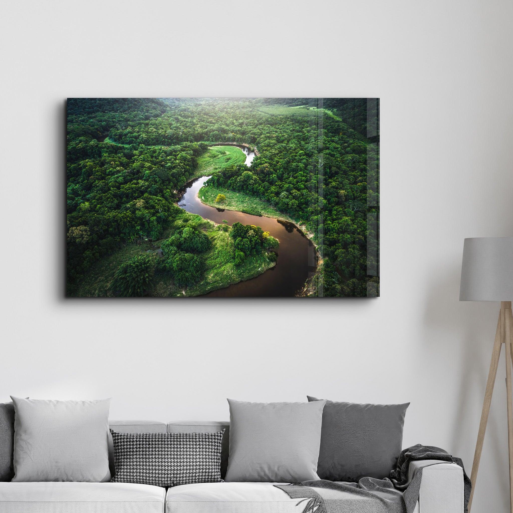 Meandering River | Glass Wall Art - Artdesigna